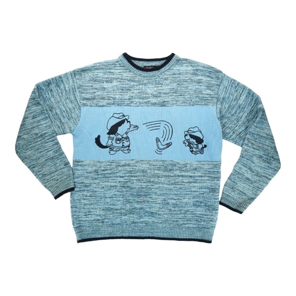 Vintage Y2K DISS Black Blue‎ Gray Sweatshirt Sweater Size XL Made in Korea